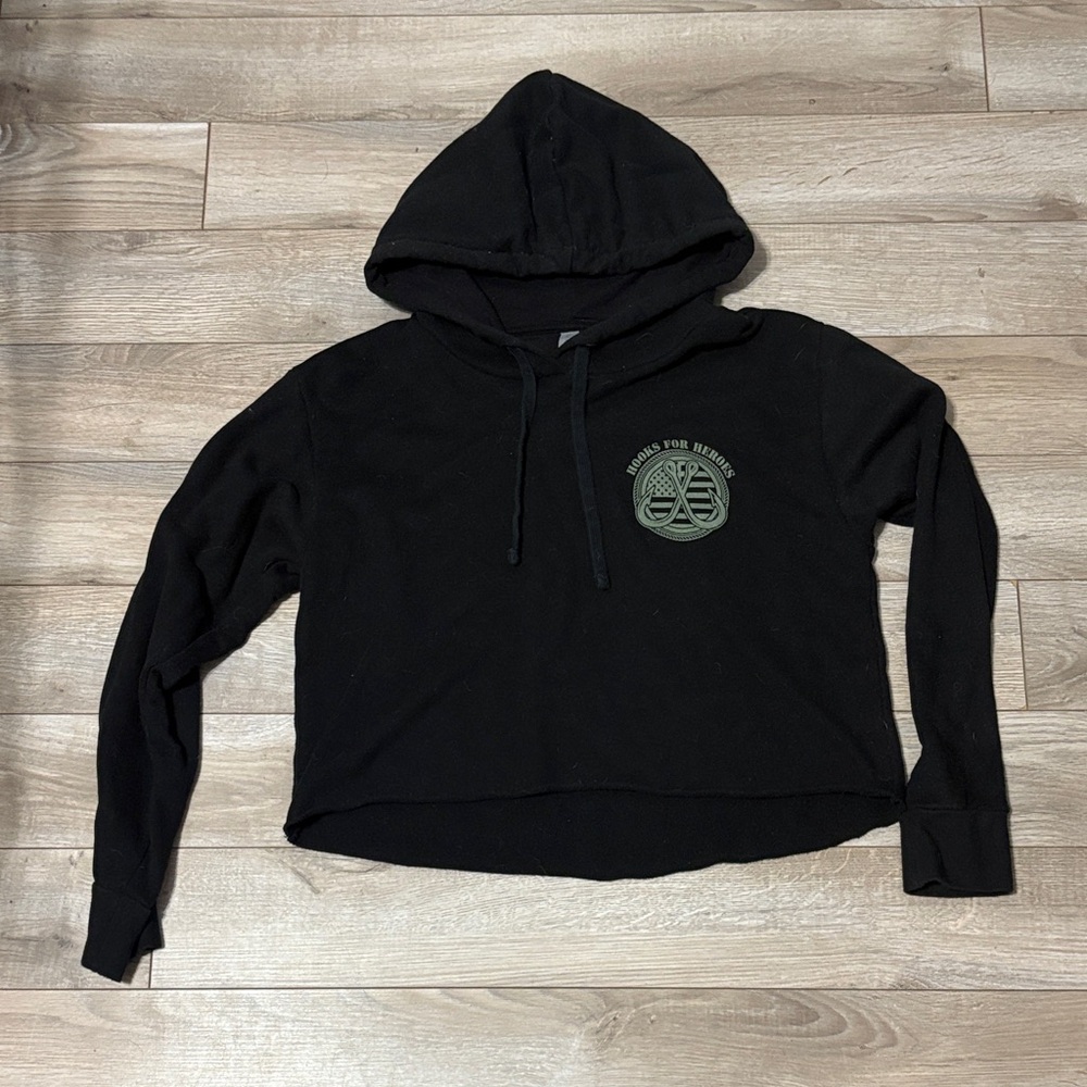 Black Cropped Hoodie Top